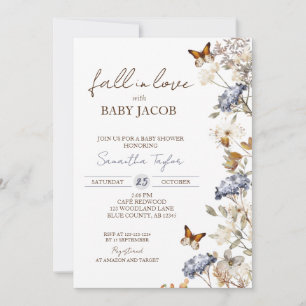 Fall in Love Baby Shower, Autumn Foliage, Blue Invitation