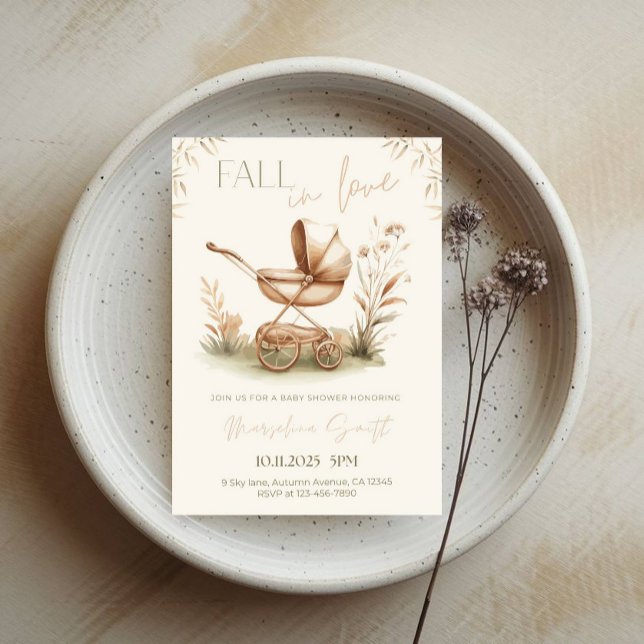 Fall in Love Baby Shower - Autumn Leaves Theme Invitation (Creator Uploaded)