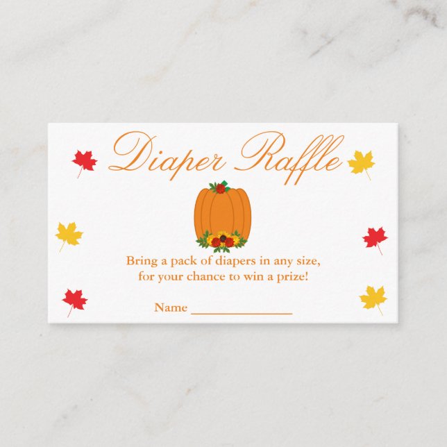Fall In Love Baby Shower Diaper Raffle Card (Front)
