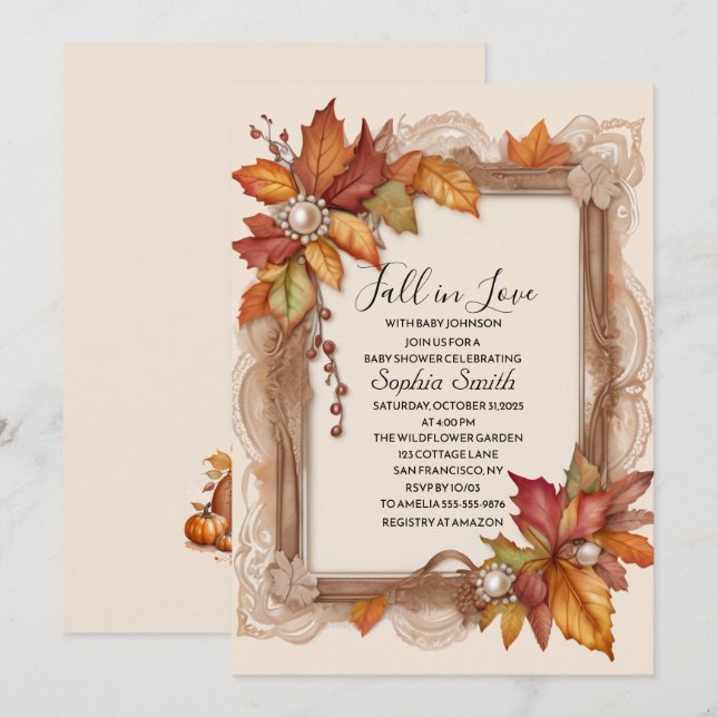Fall in Love Baby Shower Invitation  (Front/Back)