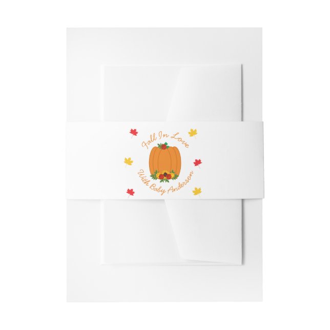 Fall In Love Baby Shower Invitation Belly Band (Front Example)
