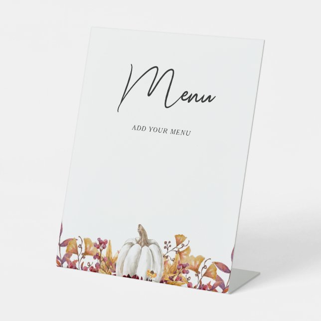 Fall in Love Baby Shower Menu Pedestal Sign (Front)