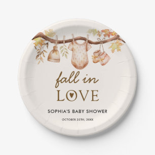 Fall in Love Baby Shower Paper Plate