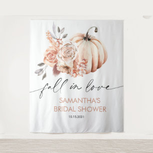Fall in Love Backdrop, Pumpkin Fall Bridal Shower Tapestry