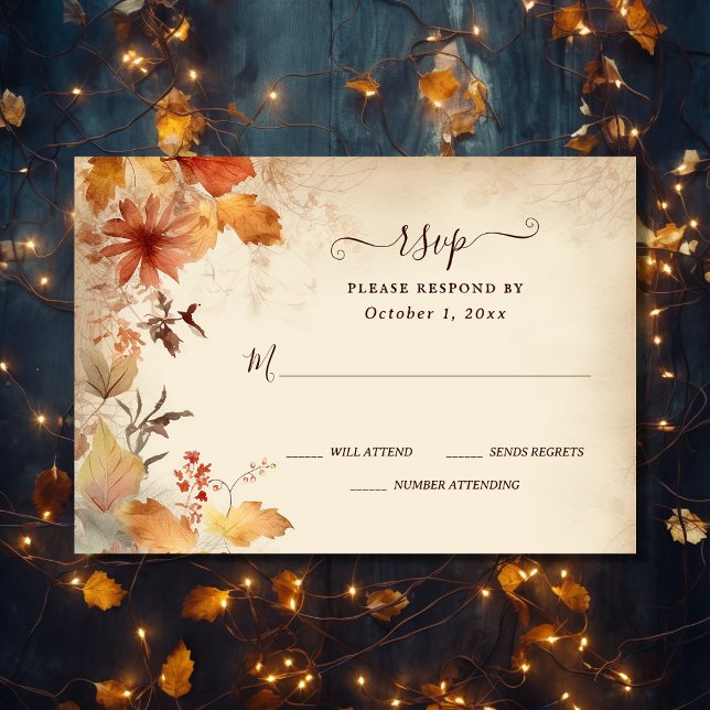 Fall in Love Beautiful Autumn Flowers Fall Wedding RSVP Card (Front - Fall in Love Beautiful Autumn Flowers Fall Wedding RSVP Card)