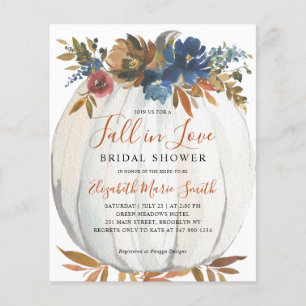 Fall in Love Blue Floral Pumpkin Bridal Shower