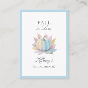 Fall in Love Blue Pumpkin Bridal Shower Registry Enclosure Card