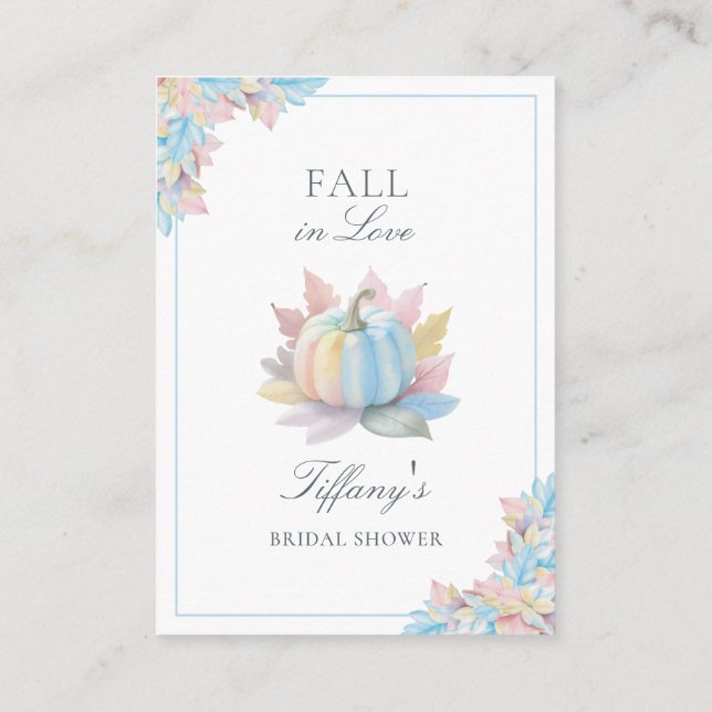 Fall in Love Blue Pumpkin Bridal Shower Registry Enclosure Card (Back)