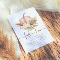 Fall In Love Blush Pink Boho Pumpkin Bridal Shower