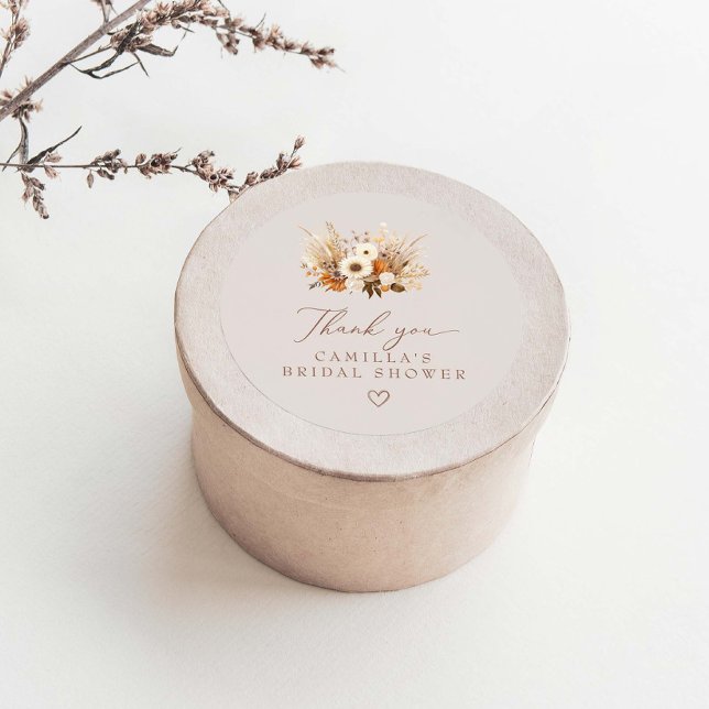 Fall In Love Boho  Bridal Shower Classic Round Sticker (Creator Uploaded)