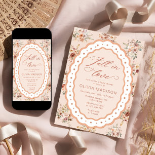 Fall in Love Boho Fall Floral Baby Shower Invitation