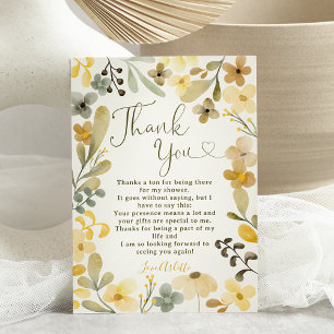 Fall in love boho floral autumn chic bridal shower thank you card