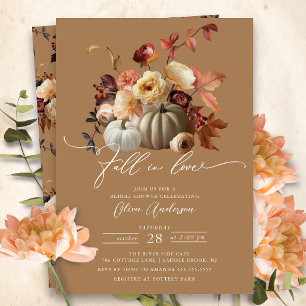 Fall In Love Boho Floral Bridal Shower Invitation