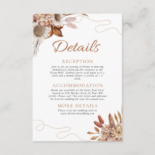 Fall in love Boho Flowers Wedding Details Enclosure Card