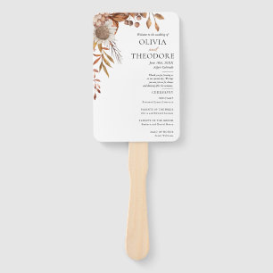 Fall in love Boho Flowers Wedding Program Hand Fan