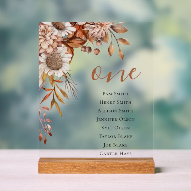 Fall in love | Boho Flowers Wedding Seating Chart (Neutral)