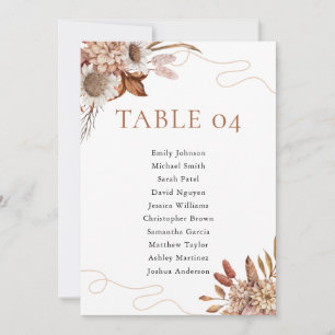 Fall in love Boho Flowers Wedding Table Number