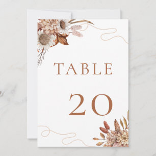 Fall in love   Boho Flowers Wedding Table Number