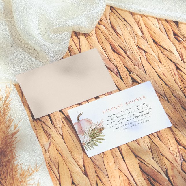 Fall In Love Boho Pampas & Pumpkin Bridal Shower  Enclosure Card (Creator Uploaded)