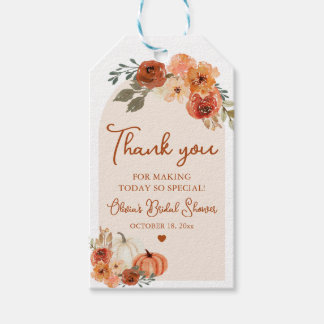 Fall in Love Boho Pumpkin Bridal Shower Favour Tag