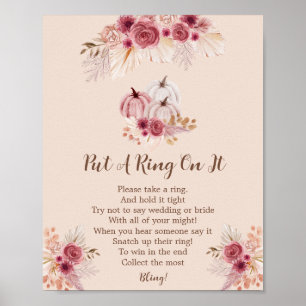 Fall In Love Boho Pumpkin Put A Ring On It Game Poster