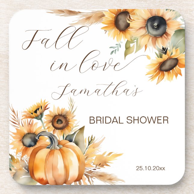 Fall in love boho pumpkin sunflowers favours coaster (Front)