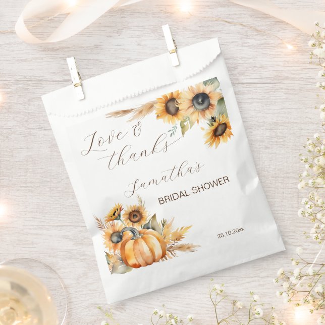 Fall in love boho pumpkin sunflowers tableware favour bag (Clipped)