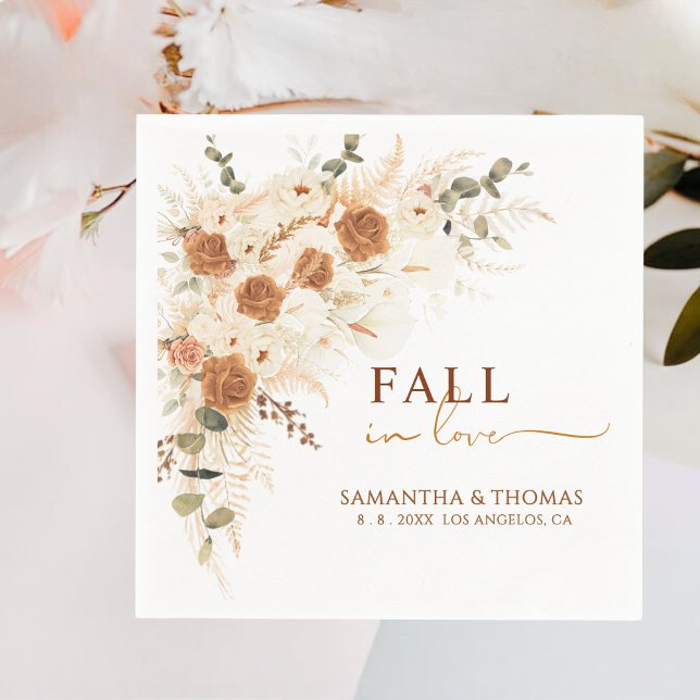 Fall in Love Boho Rustic Wedding Napkin (Creator Uploaded)