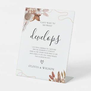 Fall in love Boho Wedding Disposable Camera Pedestal Sign