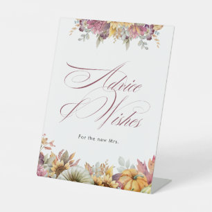 Fall In Love Bridal Shower Advice & Wishes Pedestal Sign