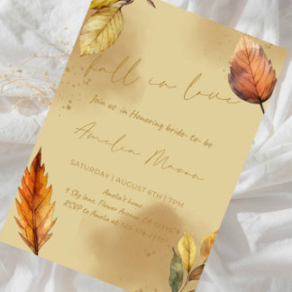 Fall in Love Bridal Shower - Autumn Bride Shower Invitation