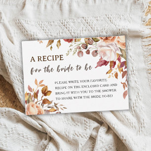 Fall in Love Bridal Shower Autumn Recipe Request Enclosure Card