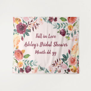 Fall in Love Bridal Shower Backdrop Engagement Tapestry