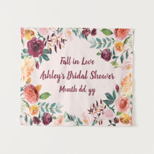 Fall in Love Bridal Shower Backdrop Engagement Tapestry