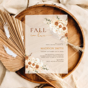 Fall In Love Bridal Shower Boho Terracotta Floral Acrylic Invitations
