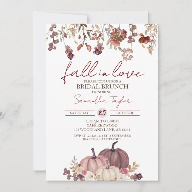 Fall in Love, Bridal Shower, Bride-to-be Invitation (Front)