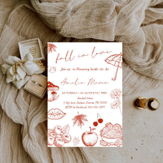 Fall in Love Bridal Shower - Elegant Autumn Bride Invitation