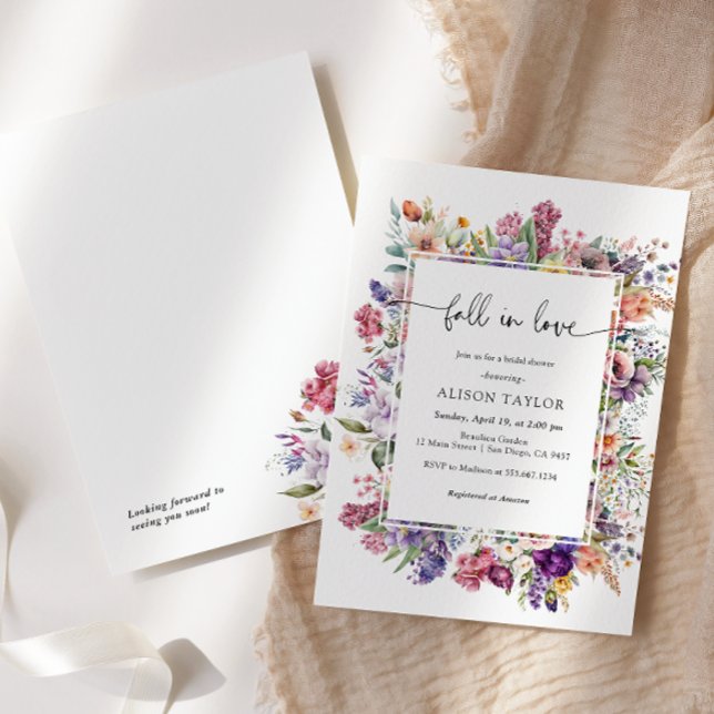 Fall In Love Bridal Shower Floral Spring Garden Invitation (Creator Uploaded)
