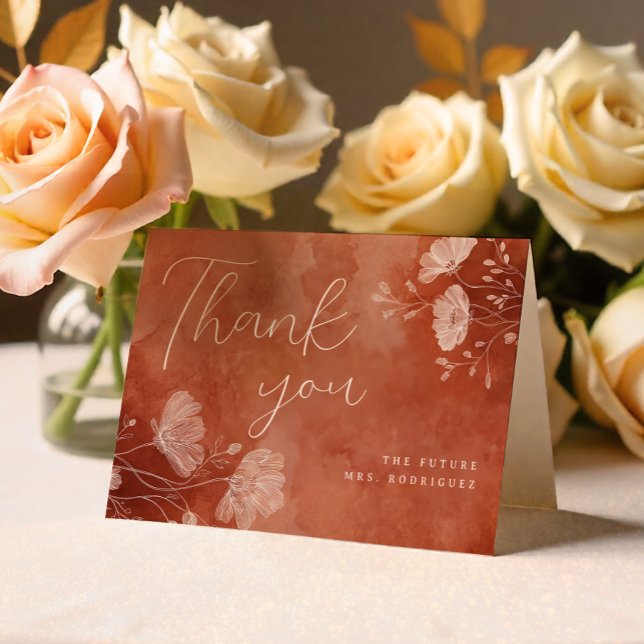 Fall in Love Bridal Shower Folded Thank You Card (Future Mrs. Thank You Card)