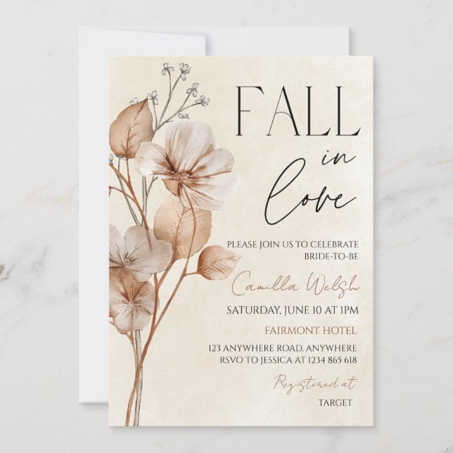 Fall in love Bridal Shower Invitation  (Front)