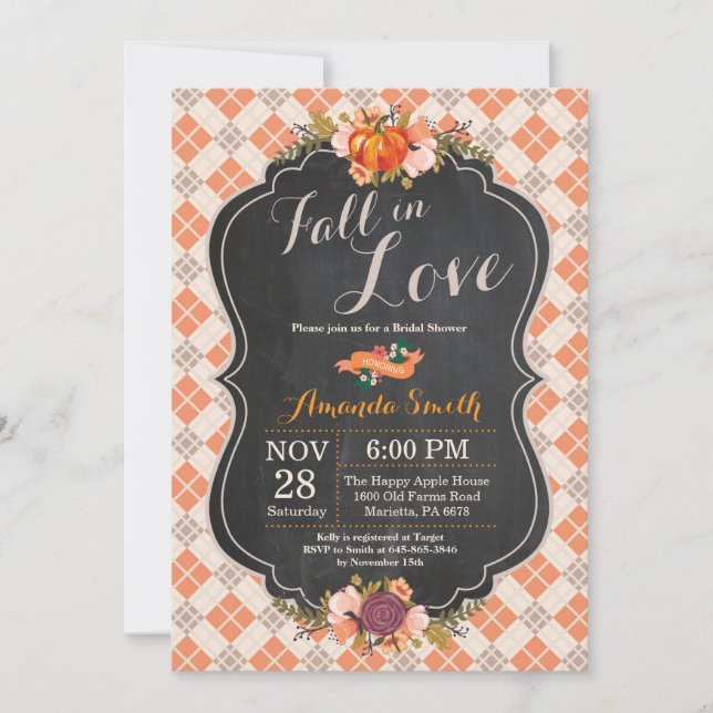Fall in Love Bridal Shower Invitation Card (Front)