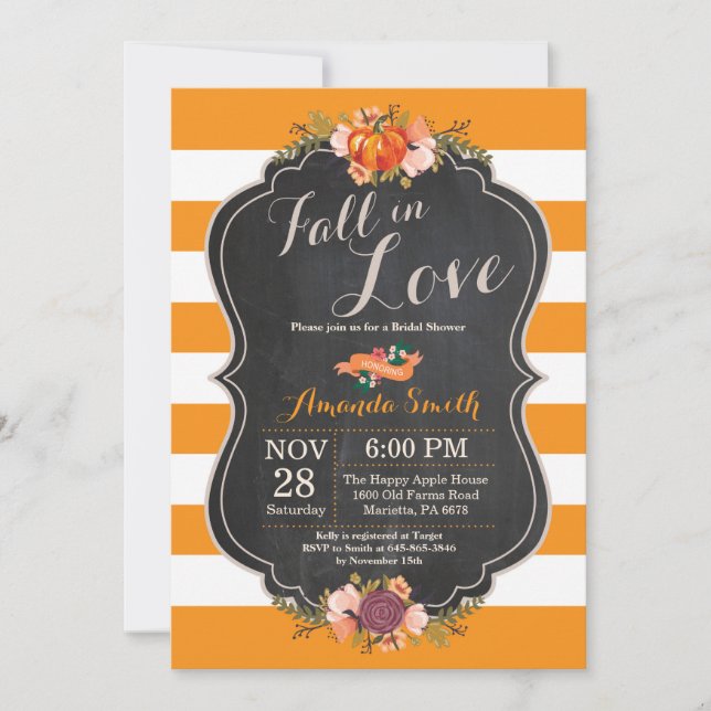 Fall in Love Bridal Shower Invitation Card (Front)