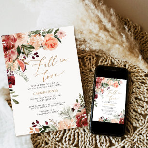 Fall in love Bridal Shower Invitation, Floral Invitation