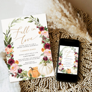 Fall in love Bridal Shower Invitation, Floral Invitation