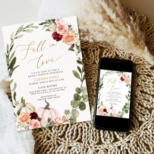 Fall in love Bridal Shower Invitation, Floral Invitation