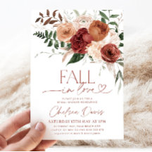Fall in Love Bridal Shower Invitation, Marsala Flo