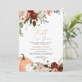 Fall in love Bridal Shower Invitation, Pumpkin Invitation