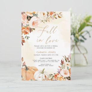 Fall in love Bridal Shower Invitation, Pumpkin Invitation