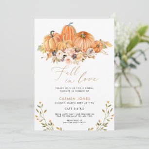 Fall in love Bridal Shower Invitation, Pumpkin Invitation