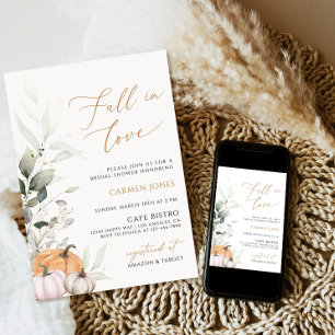 Fall in love Bridal Shower Invitation, Pumpkin Invitation
